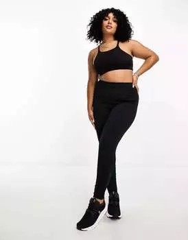 Черные леггинсы для бега с завязкой на талии и карманами ASOS Curve Icon