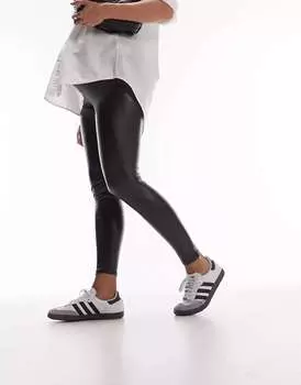 Черные леггинсы из искусственной кожи для беременных Topshop