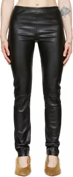 Черные леггинсы из искусственной кожи MM6 Maison Margiela