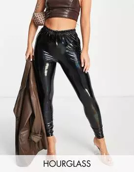 Черные леггинсы из искусственной кожи с голографическим эффектом ASOS DESIGN Hourglass