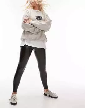 Черные леггинсы из искусственной кожи Topshop Hourglass