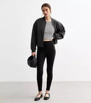 Черные леггинсы на молнии с высокой талией New Look, черный