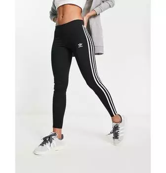 Черные леггинсы с 3 полосками adidas Originals