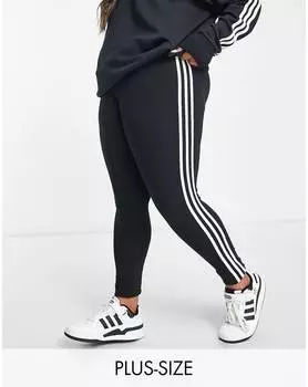 Черные леггинсы с 3 полосками adidas Originals Plus