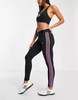Черные леггинсы с 3 полосками adidas Sportswear Essential
