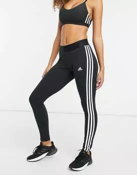 Леггинсы Adidas Sportswear Essential 3 Striples, черный/белый