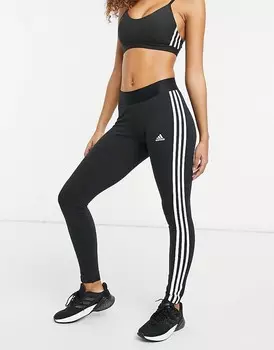 Черные леггинсы с 3 полосками adidas Training Essential