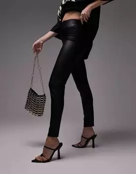 Черные леггинсы с имитацией кожи Topshop