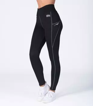 Черные леггинсы с карманами ананасового цвета Pineapple, черный