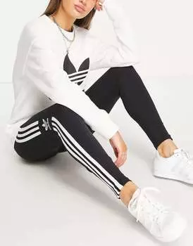 Черные леггинсы с логотипом adidas Originals adicolor
