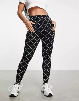 Черные леггинсы с монограммой ASOS Weekend Collective