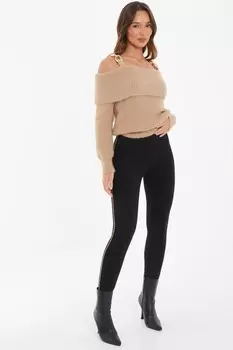 Черные леггинсы с отделкой цепочкой QUIZ Clothing