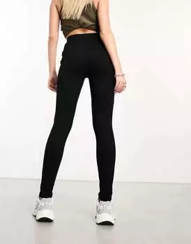 Черные леггинсы с потертыми вставками на молнии Threadbare