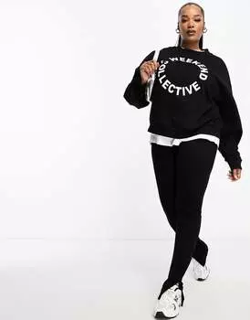 Черные леггинсы с разрезами по бокам ASOS DESIGN Curve