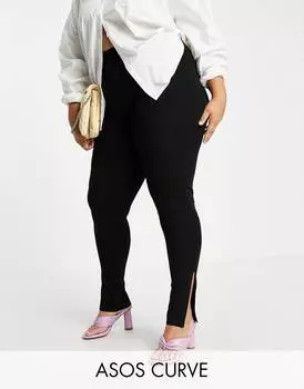 Черные леггинсы с разрезами по бокам ASOS DESIGN Curve