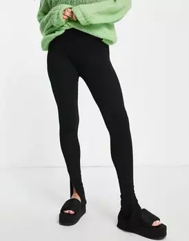 Черные леггинсы с разрезом по бокам ASOS