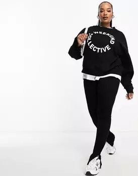 Черные леггинсы с разрезом по бокам ASOS DESIGN Curve