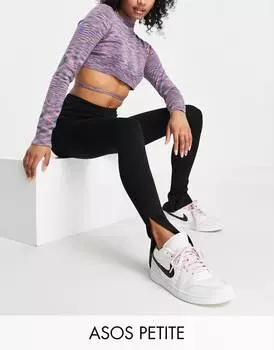Черные леггинсы с разрезом сбоку ASOS DESIGN Petite