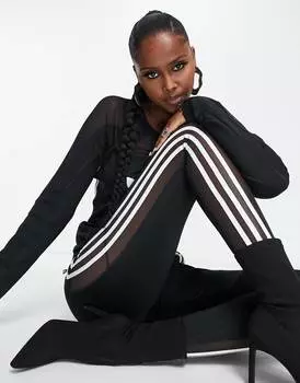 Черные леггинсы с сетчатой отделкой adidas Originals 'centre stage'