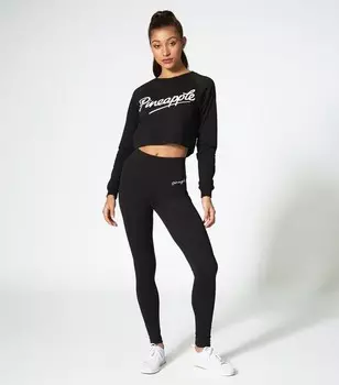 Черные леггинсы с широкими полосками ананасового цвета Pineapple, черный