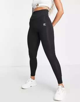 Черные леггинсы с трилистником adidas Originals