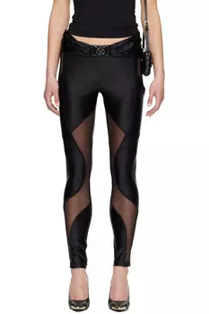 Черные леггинсы с V-образной эмблемой Versace Jeans Couture