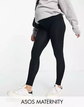 Черные леггинсы с выступающими чашечками ASOS DESIGN Maternity