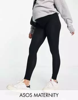 Черные леггинсы с выступающими выступами ASOS DESIGN Maternity