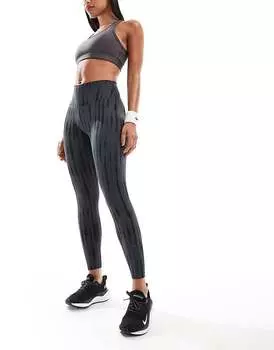 Черные леггинсы с завышенной талией и принтом Nike Training One размером 7/8