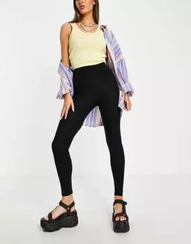 Черные леггинсы с завышенной талией Topshop