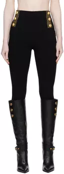 Черные леггинсы с золотым краем Balmain