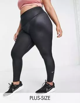 Черные леггинсы со средней посадкой Nike Training Plus One High Shine