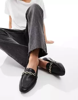 Черные лоферы ASOS DESIGN – Macaroon – с цепочкой