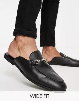 Черные лоферы без спинки из искусственной кожи ASOS DESIGN