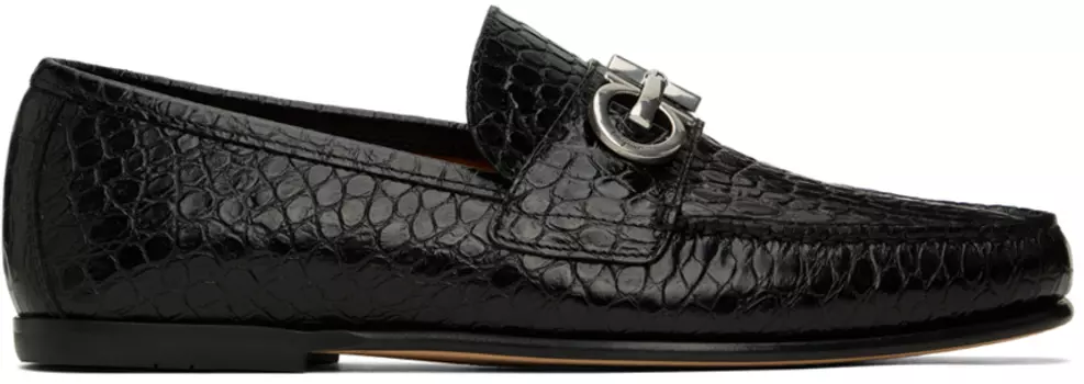 Черные лоферы Galileo Ferragamo