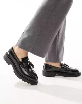 Черные лоферы из искусственной кожи с кисточками ASOS