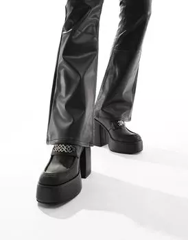 Черные лоферы на массивном каблуке ASOS DESIGN