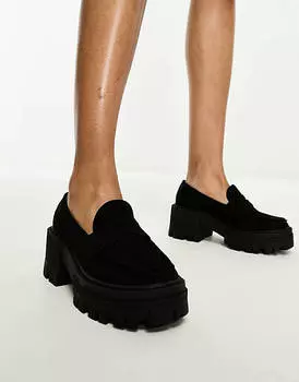 Черные лоферы на массивном каблуке на среднем каблуке ASOS DESIGN Script