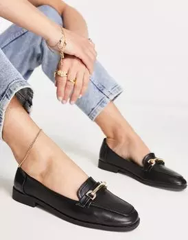 Черные лоферы на плоской подошве ASOS Verity Bridle