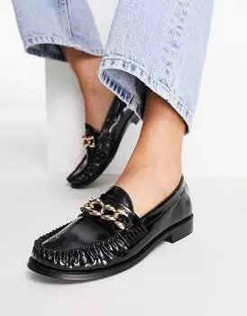 Черные лоферы на плоской подошве с магнитной цепочкой ASOS DESIGN