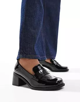 Черные лоферы на среднем каблуке ASOS DESIGN Stanford