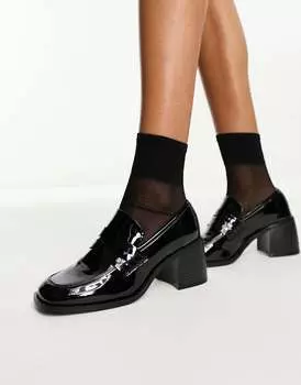 Черные лоферы на среднем каблуке ASOS Substitute