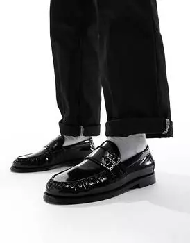 Черные лоферы на танкетке и пряжке ASOS DESIGN