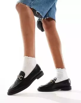 Черные лоферы River Island с уздечкой-цепочкой