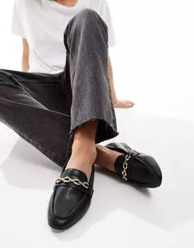 Черные лоферы с цепочкой ASOS DESIGN Macaroon
