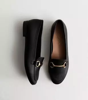 Черные лоферы с кожаной отделкой New Look, черный