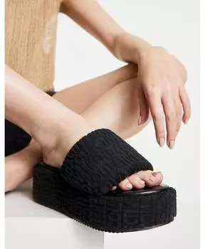 Черные махровые сандалии на платформе ASOS Weekend Collective ASOS DESIGN