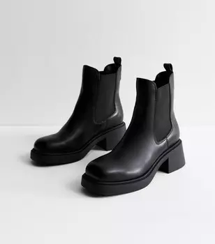 Черные массивные ботильоны из искусственной кожи New Look, черный