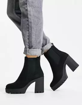Черные массивные ботинки челси на каблуке ASOS DESIGN Eve
