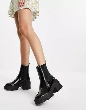 Черные массивные ботинки челси на среднем каблуке ASOS DESIGN Reality